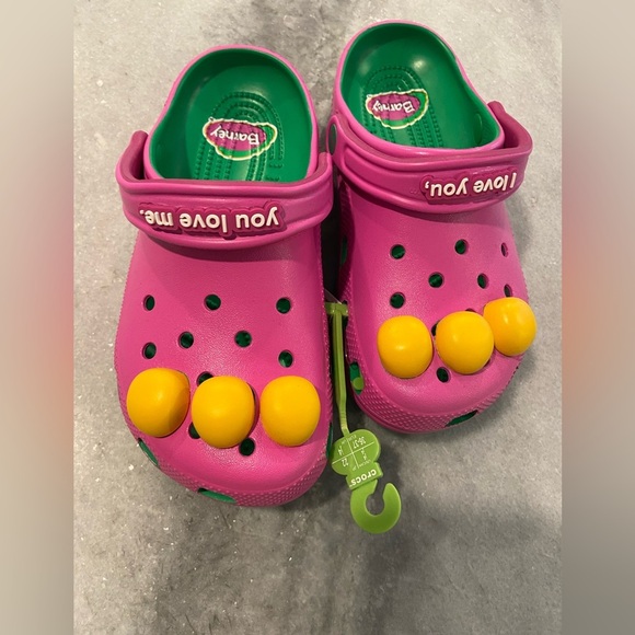 NWT Crocs Barney the Dinosaur Kids Size J4 Limited Edition Classic Clog Comfort - Picture 5 of 8
